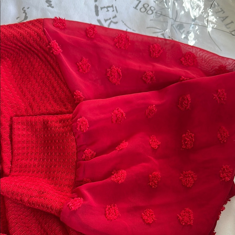 Red Wrap Top - Picture 3 of 4